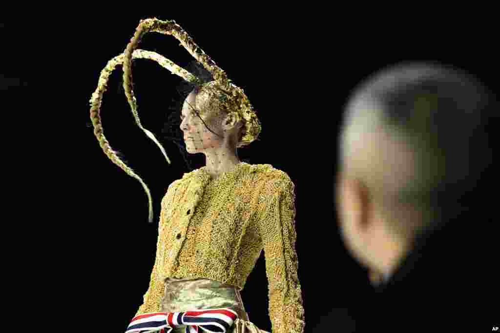 A model walks the runway during the Thom Browne fall/winter 2024 fashion show during New York Fashion Week, Feb. 14, 2024, in New York.