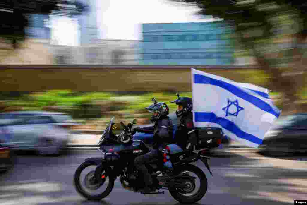 Riders participate in "Ride for Hope" in Tel Aviv, Israel, an event where people ride motorcycles across the country in support of hostages kidnapped in the deadly October 7 attack on Israel by the Palestinian Islamist group Hamas from Gaza.