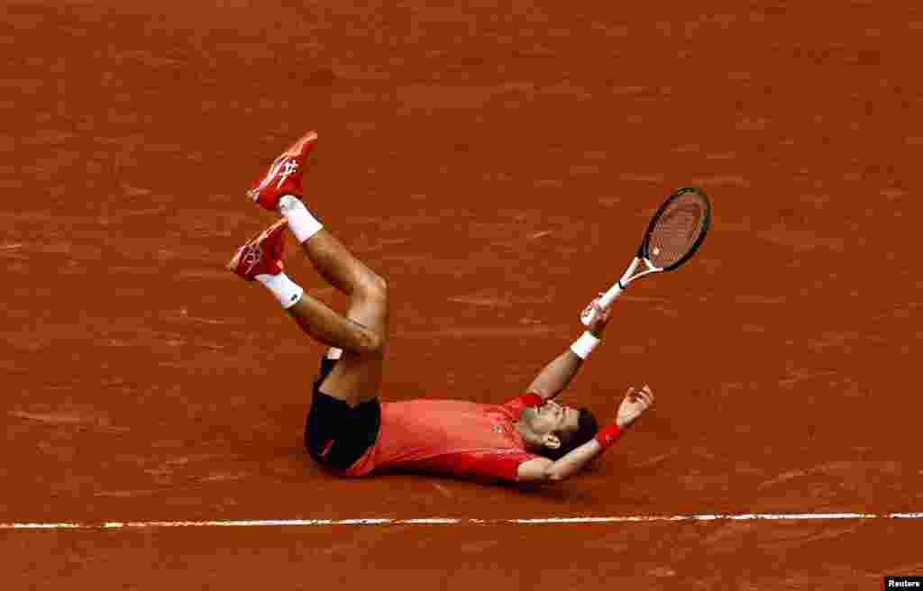 Serbia's Novak Djokovic celebrates after winning his final match against Norway's Casper Ruud at the Roland Garros stadium in Paris, France. Djokovic said winning a record 23rd men's singles Grand Slam title at the French Open was special given that it was always the toughest one to win for him.