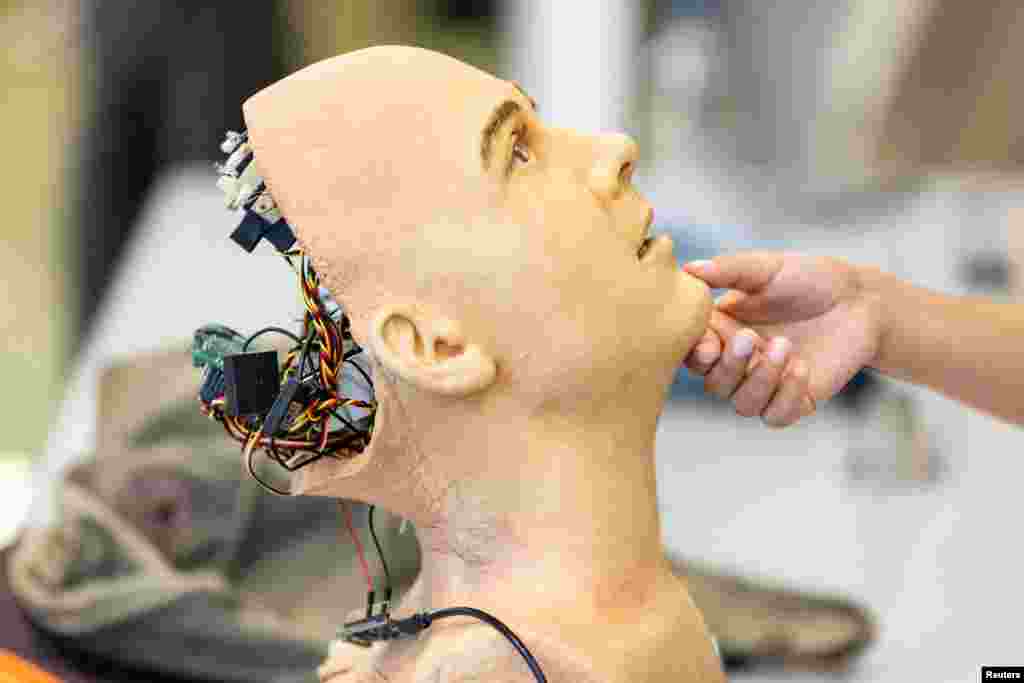 Advanced humanoid robot 'Sophia' is pictured at AI for Good Global Summit, in Geneva, Switzerland.