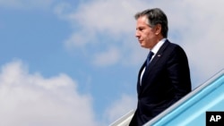 Foto Achiv: Sekrete d Eta Antony Blinken debake Tel Aviv, 16 Oktob, 2023.