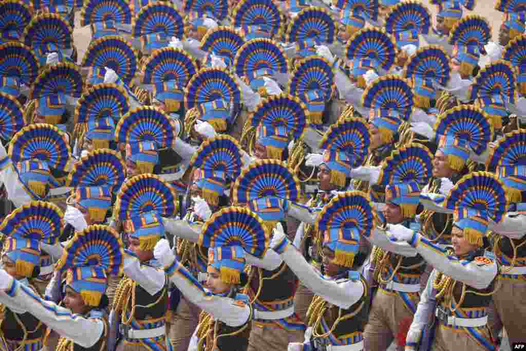 Indian soldiers march at the Republic Day parade in New Delhi.
