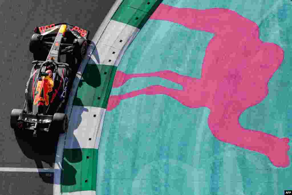 Red Bull Racing's Dutch driver Max Verstappen drives during the first practice session at the Jeddah Corniche Circuit, ahead of the 2023 Saudi Arabia Formula One Grand Prix.