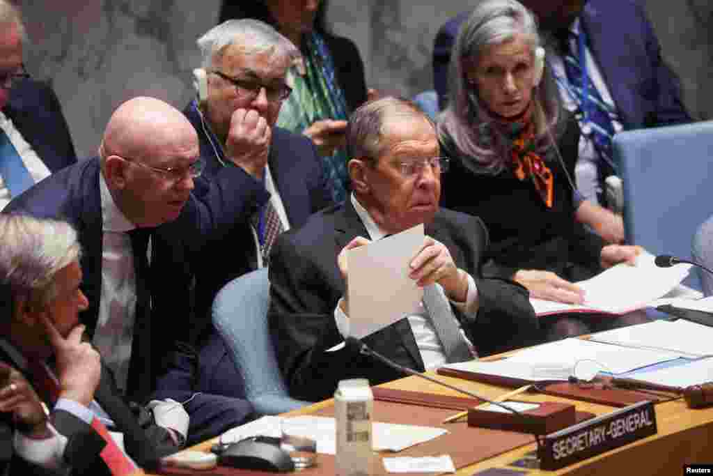 Russian Foreign Minister Sergei Lavrov attends a meeting of the United Nations Security Council on "Effective multilateralism through the defense of the principles of the Charter of the United Nations," at the U.N. headquarters in New York.