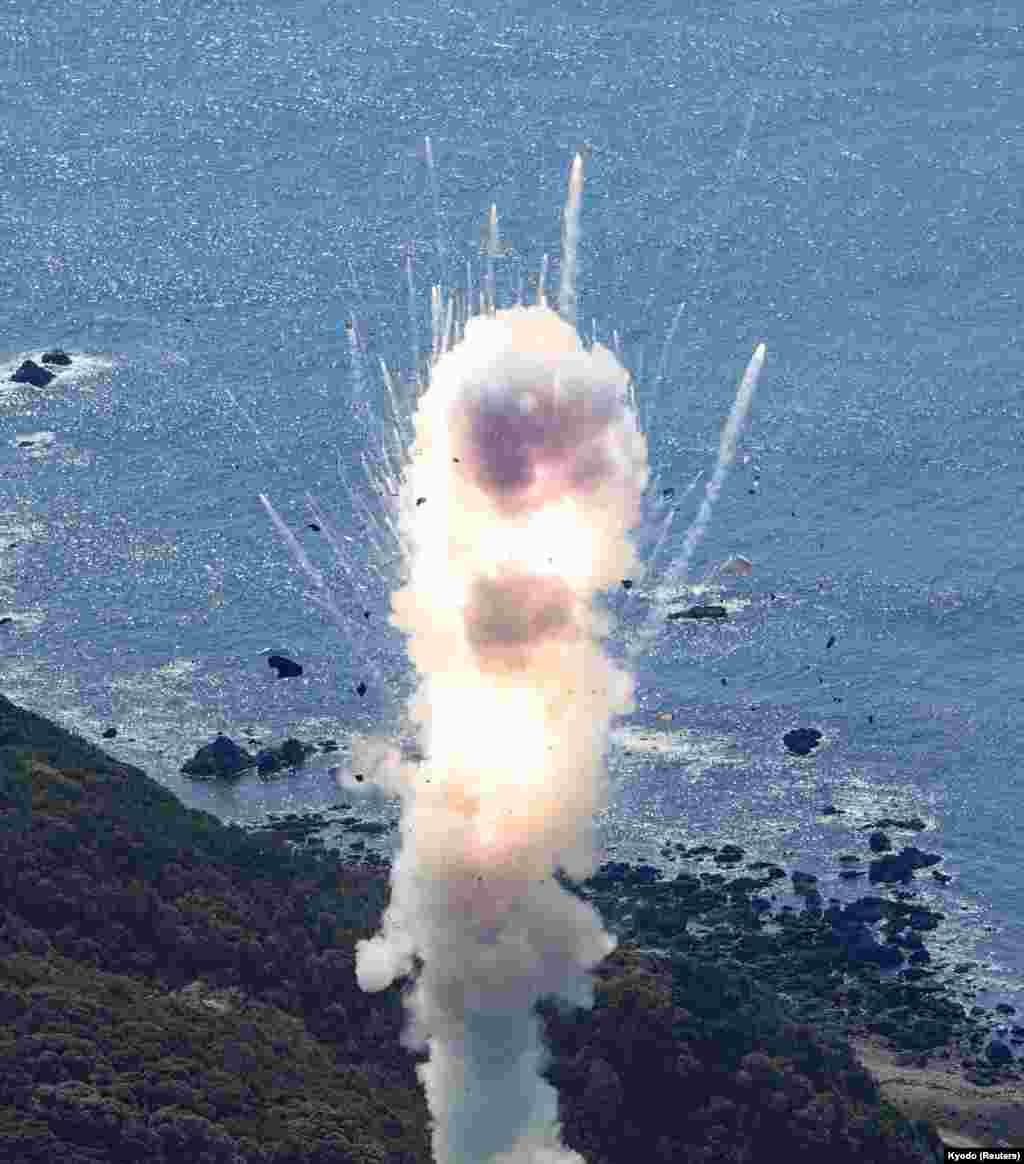 Japan's Space One's small, solid-fueled Kairos rocket exploded shortly after its inaugural launch in Kushimoto town, Wakayama prefecture.