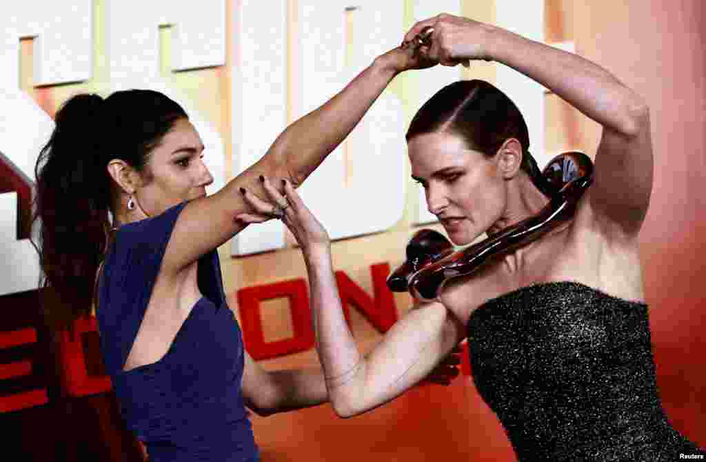 Cast members Rebecca Ferguson and Mariela Garriga attend the premiere of the film "Mission: Impossible - Dead Reckoning Part One," in New York City, July 10, 2023.
