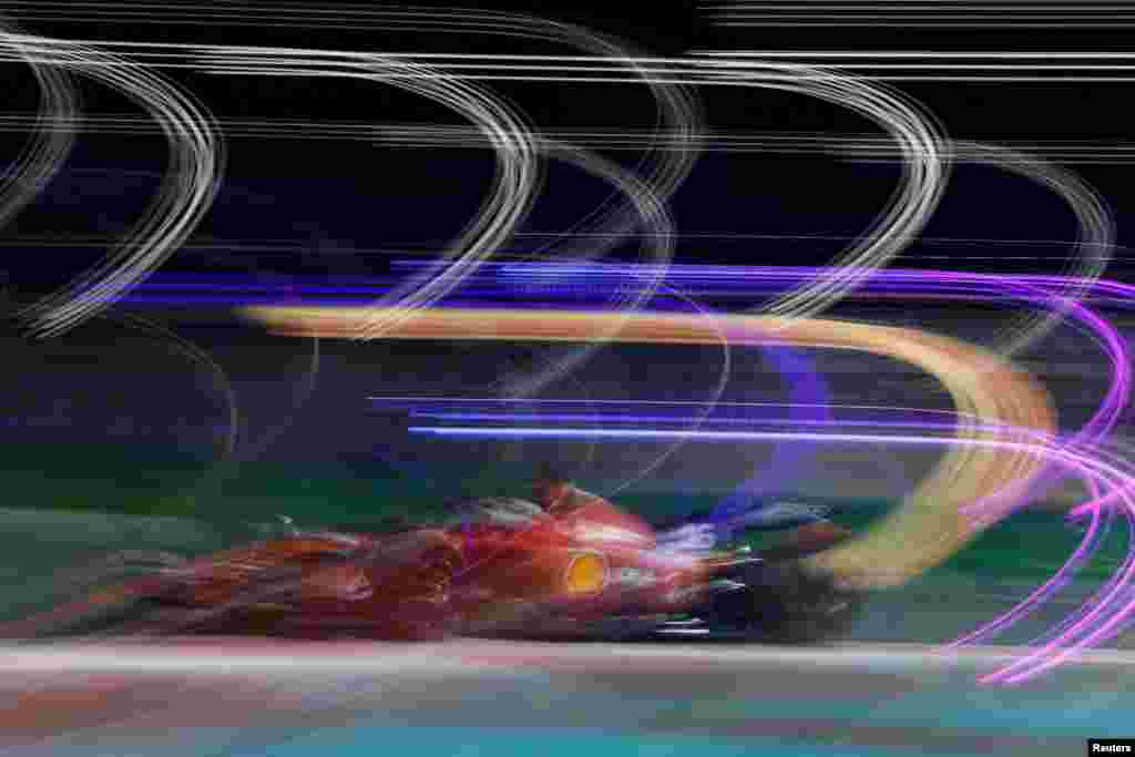 Ferrari's Charles Leclerc in action during practice at the Abu Dhabi Grand Prix in the United Arab Emirates.