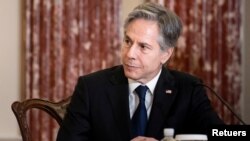 El secretario de Estado de EEUU, Antony Blinken, durante una reunión con funcionarios armenios en Washington DC, el 2 de mayo de 2022.