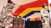 Chad army officers pay tribute to late Chadian President Idriss Deby Itno during the state funeral in N'Djamena, April 23, 2021.