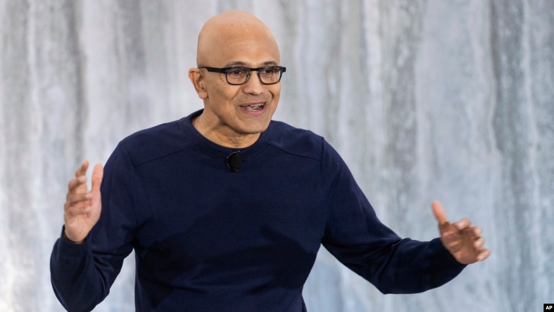 Microsoft CEO Satya Nadella speaks during the introduction of the integration of Microsoft Bing search engine and Edge browser with OpenAI on Tuesday, Feb. 7, 2023, in Redmond, Wash. (AP Photo/Stephen Brashear)