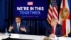 ARHIVA - Guverner Floride Ron Desantis i tadašnji predsjednik Donald Tramp na konferenciji o pandemiji koronavirusa na Floridi (Foto: AP /Patrick Semansky)