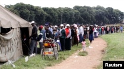 People queue to vote in a referendum at a polling station in Harare, March 16, 2013. 