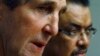 US Secretary of State John Kerry (foreground) speaks at a joint news conference with Ethiopian Foreign Minister Tedros Adhanom in Addis Ababa May 25, 2013.