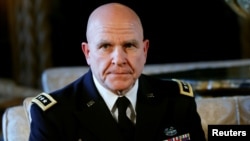 Newly named National Security Adviser Army Lt. Gen. H.R. McMaster listens as U.S. President Donald Trump makes the announcement at his Mar-a-Lago estate in Palm Beach, Florida, Feb. 20, 2017. 