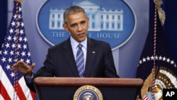 Predsednik Barak Obama na konferenciji za novinare u Beloj kući (AP Photo/Pablo Martinez Monsivais)