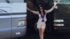 Gigi Stetler with one of her many RVs, at Planet RV in Florida, October, 2015