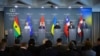 La presidenta de la Comisión Europea, Ursula von der Leyen, la presidenta suiza, Viola Amherd, el presidente de Ucrania, Volodymyr Zelenskiy, el presidente de Chile, Gabriel Boric, y el primer ministro de Canadá, Justin Trudeau, en la clausura de la Cumbre el 16 de junio de 2024.