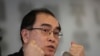 Thae Yong Ho, a former minister at the North Korean Embassy in London who came to Seoul with his family in 2016, speaks during a press conference at the Seoul Foreign Correspondent Club in Seoul, Feb. 19, 2020.
