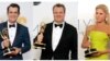 Esta combinación de fotos muestra a los premiados miembros del reparto de "Modern Family", de izquierda a derecha, Ty Burrell con el Emmy que ganó por mejor actor de reparto en una serie de comedia en Los Ángeles el 25 de agosto de 2014.