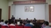 北韓駐華大使星期五舉行緊急記者會向南韓發出“最後通牒”(美國之音記者東方拍攝)