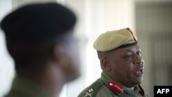 Lesotho's army Major General Lineo Poopa addresses the media at the Makoanyane Barracks in Maseru, on Sep. 1, 2014.