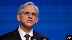 FILE - In this Jan. 7, 2021, photo, President Joe Biden's nominee for attorney general, Judge Merrick Garland, speaks during an event at The Queen theater in Wilmington, Del. 
