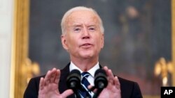 President Joe Biden speaks in the State Dining Room at the White House, Sept. 9, 2021.