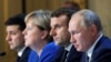 Володимир Зеленський, Анґела Меркель, Еммануель Макрон та Володимир Путін на зустрічі у Парижі 9 грудня 2019 р.