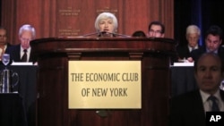 La presidenta de la Reserva Federal, Janet Yellen, habló en el Club Económico de Nueva York.