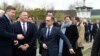 German Foreign Minister Heiko Maas, right, talks with U.S. Secretary of State Mike Pompeo, 2nd left, during their visit at the German village of Moedlareuth near Hof, eastern Germany, Nov. 7, 2019. 