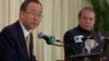 2013年8月14日联合国秘书长潘基文(左)和巴基斯坦总理谢里夫(右)在伊斯兰堡联合新闻发布会