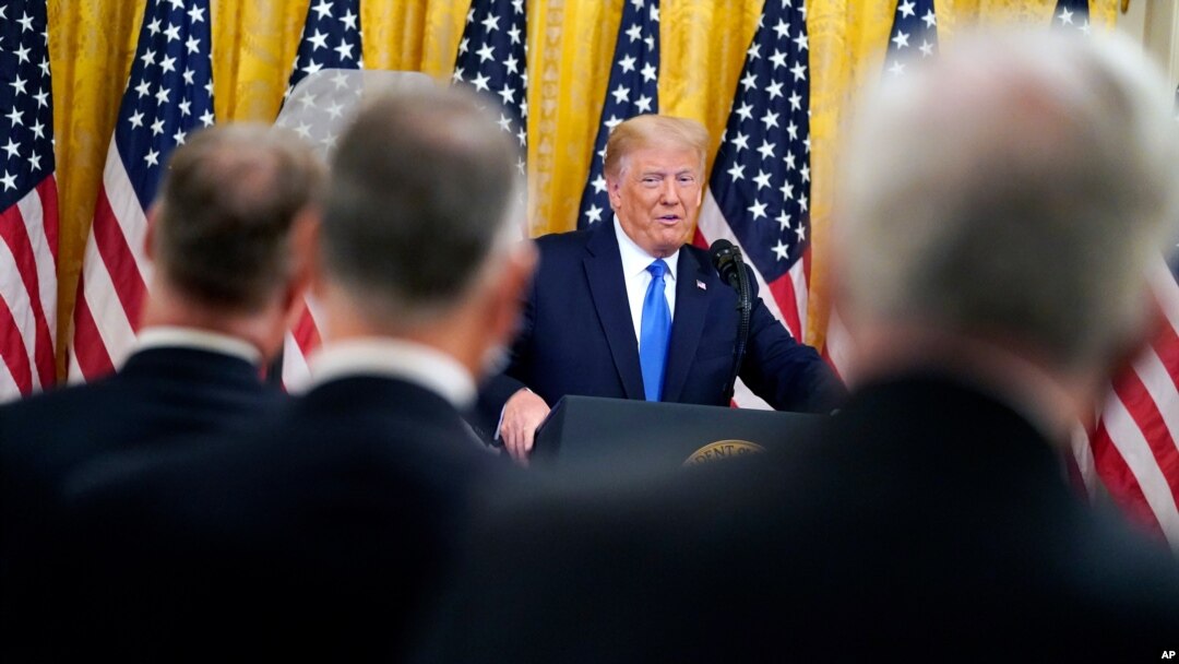 Predsednik Donald Tramp govori tokom događaja posvećenom sećanju na veterane Zaliva svinja, u Istočnoj sobi Bele kuće, 23. septembra 2020.
