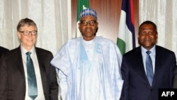 Shugaban Najeriya Mohammadu Buhari, Mai kudin duniya Bill Gate, Mai kudin Afrika Aliko Dangote.