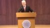 美国在台协会处长马启思在台湾清华大学发表讲话。（美国在台协会网站）