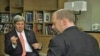 U.S. Secretary of State John Kerry (l) being interviewed by VOA State Department Correspondent Scott Stearns in New Delhi, June 24, 2013.