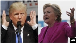 Republican presidential candidate Donald Trump and Democratic presidential candidate Hillary Clinton at campaign rallies in North Carolina, Nov. 3, 2016.