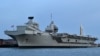 英國皇家海軍“伊麗莎白女王”號（HMS Queen Elizabeth）航母停泊在英國南部一個港口。（2019年6月5日）
