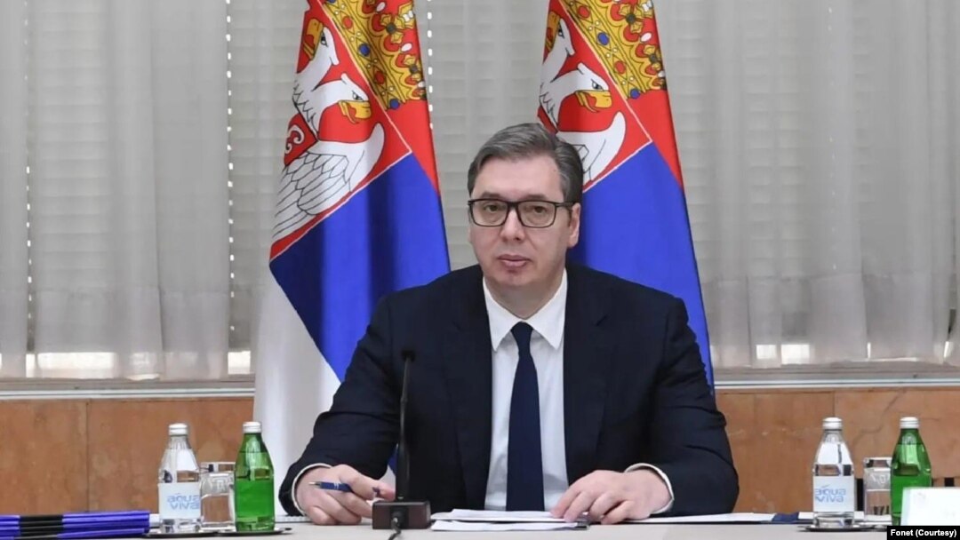 Predsednik Srbije Aleksandar Vučić na sednici Saveta za nacionalnu bezbednost (Fonet)
