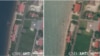 Left: The headquarters building as it stood on August 22; Right: The demolished site on October 1. (Courtesy photo of CSIS Asia Maritime Transparency Initiative) 
