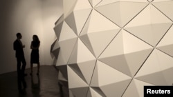 A showcase piece by Iranian sculptor Sahand Hesamiyan at the Third Line Gallery in Dubai, UAE.