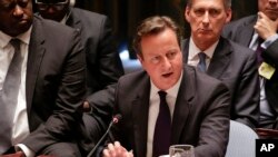 英国首相卡梅伦9月24日在联合国安理会会议上发言