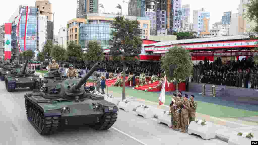 Lebanon displays its military strength at the parade marking Independence Day, Beirut, Lebanon, Nov. 22, 2017.