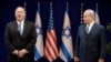 U.S. Secretary of State Mike Pompeo, left, and Israeli Prime Minister Benjamin Netanyahu stand during statements to the press during a meeting at the Prime Minister's residence in Jerusalem, Oct. 18, 2019. 